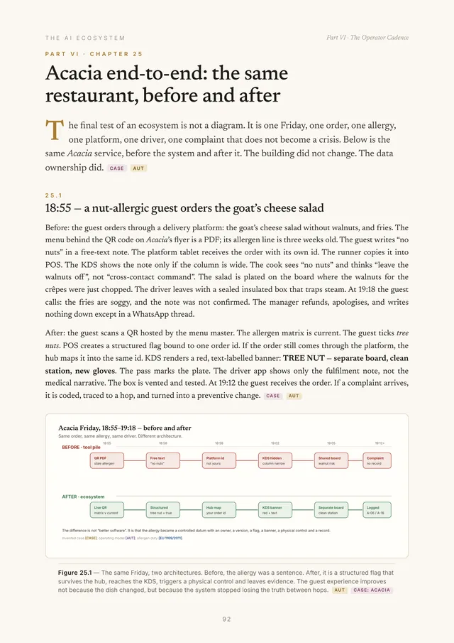 Page from Chapter 25: Friday at Acacia from 18:55 to 19:18, before and after the system