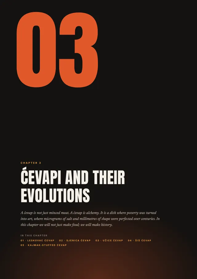 Page from the book: opening of Chapter 3, Ćevapi and their evolutions