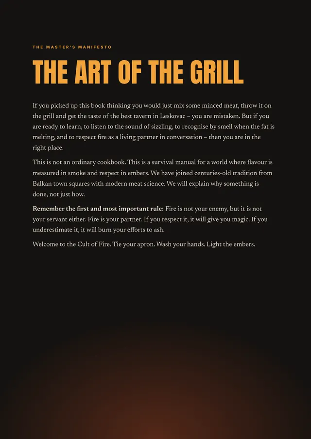 Page from the book: The Master's Manifesto, The Art of the Grill