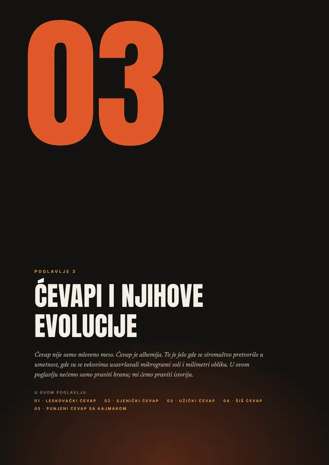 Strana iz knjige: otvaranje poglavlja 3, Ćevapi i njihove evolucije