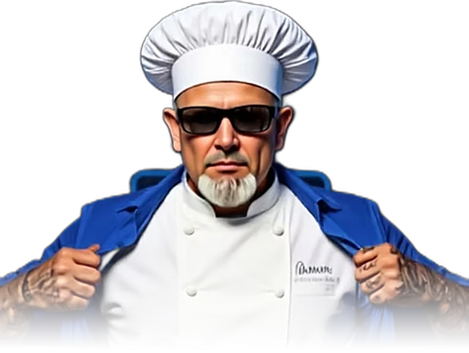 Srđan Mihailović in chef’s whites and toque